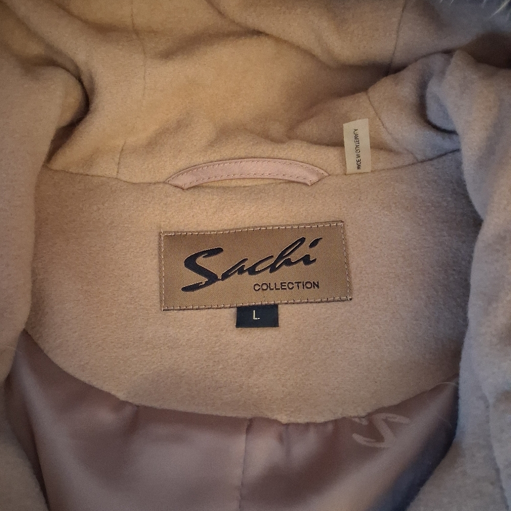 SACHI Women's Camel Teddy Jacket with Faux Fur Collar - Picture 3 of 4